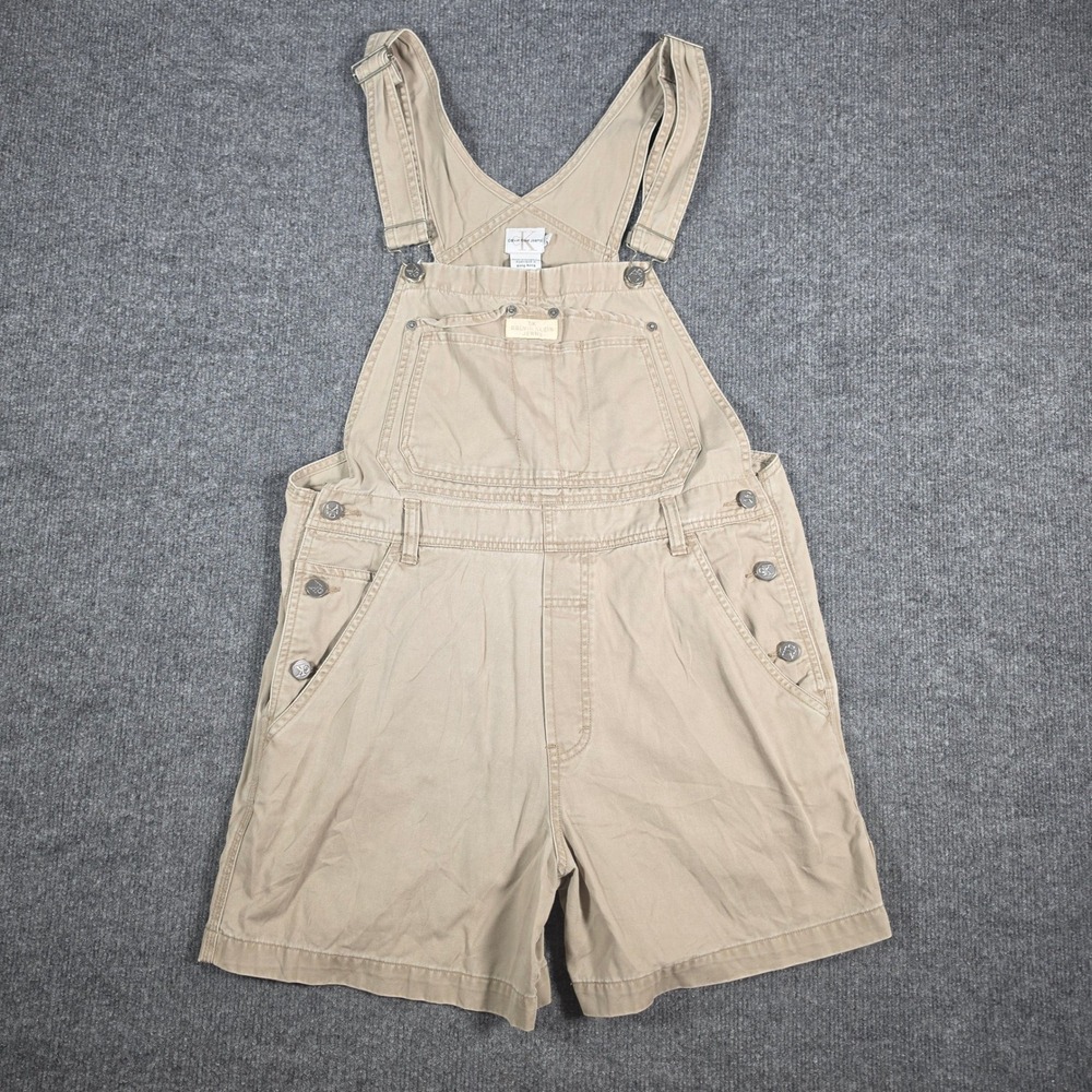 Vintage Calvin Klein Jeans Khaki Tan Cotton Shortalls Overalls Women Medium
